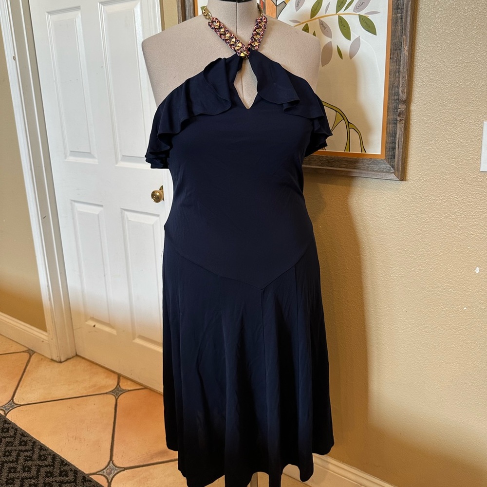 Lauren Ralph Lauren blue halter top blue dress sz 14 A04)